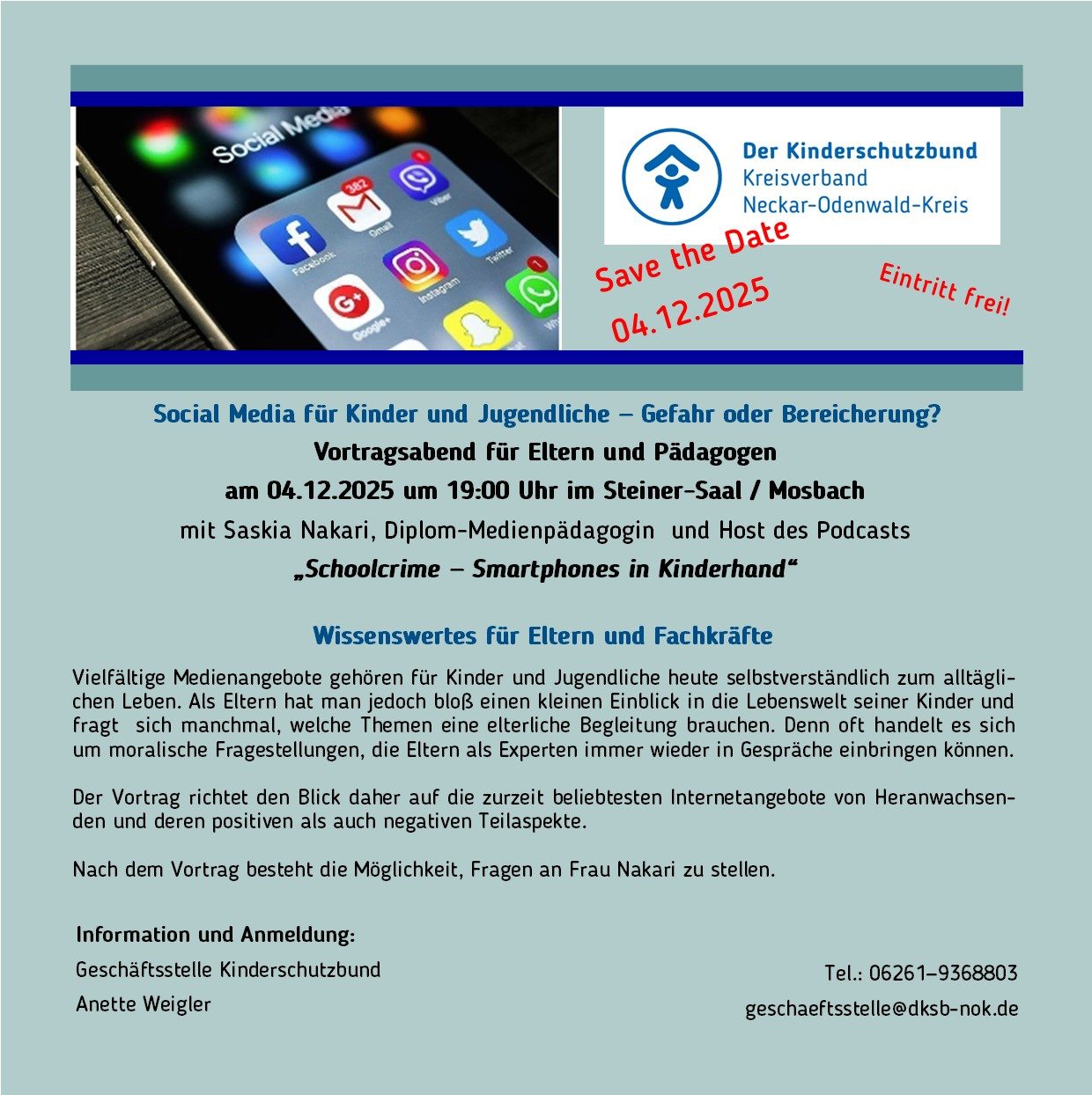 Save the Date – Vortrag zum Thema Cybergrooming